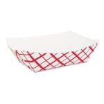 7 iunch Red Checker Paper Hot Dog Trays