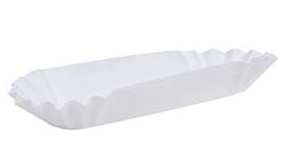 White 12" Paper Fluted Hot Dog Tray 