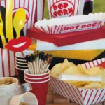 Red Striped Paper Hot Dog Trays